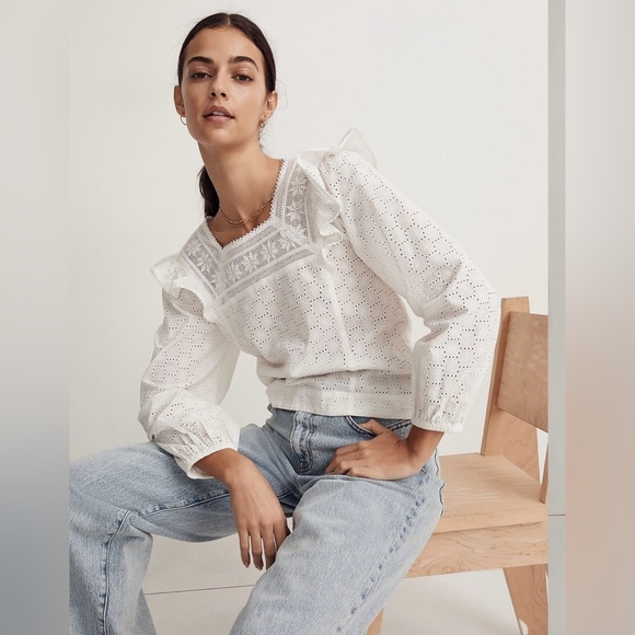 Madewell Eyelet Square Neck Top - Picture 2 of 13